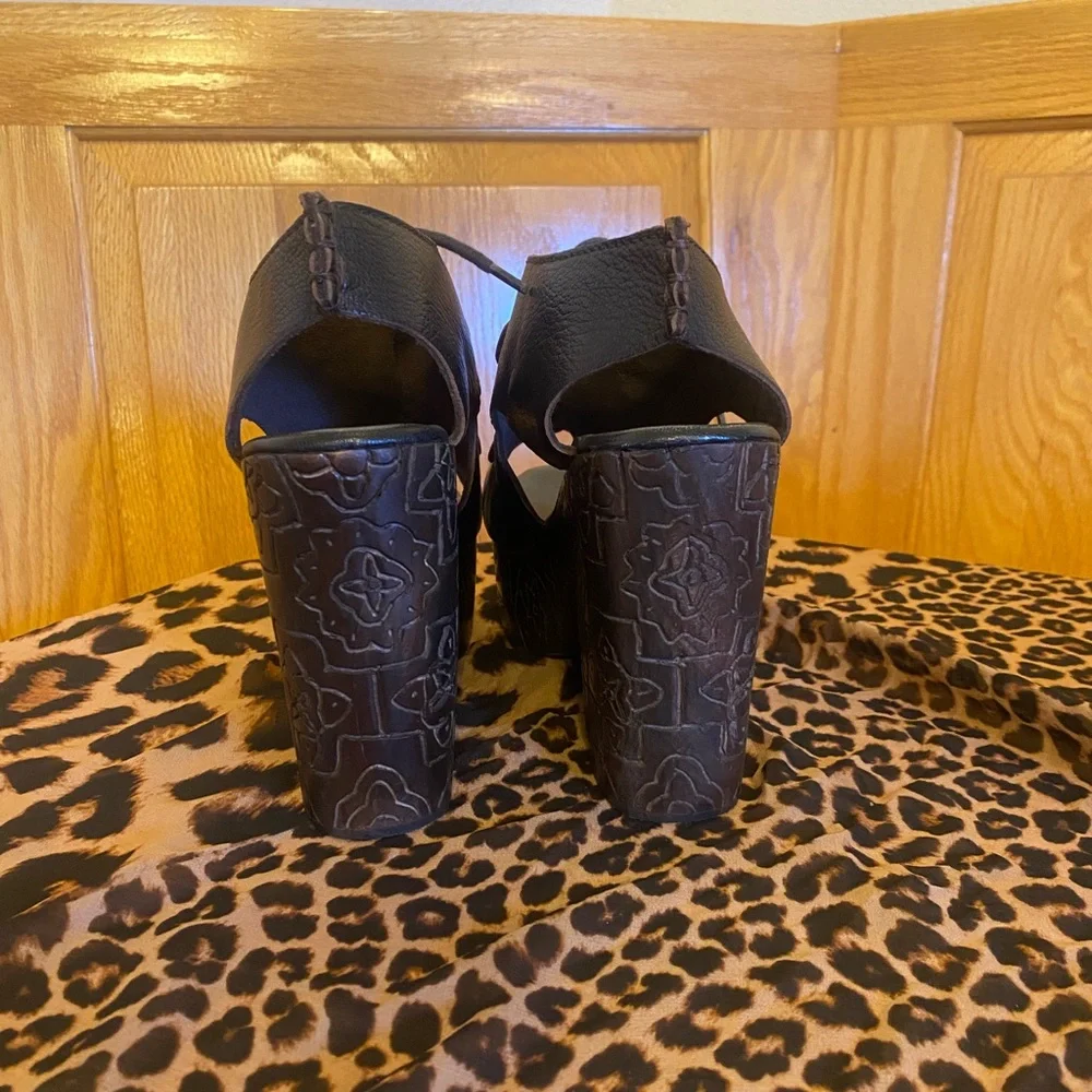 Free People Black Lace-Up Platform Heels - Picture 6 of 8